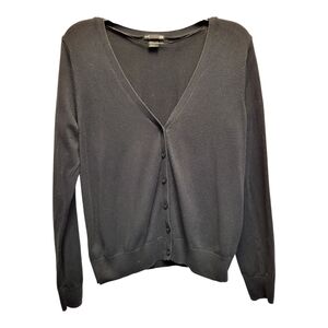 H&M Black Cardigan Sweater V-Neck Lightweight Knit - Size M